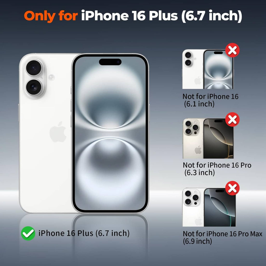 Silver blue iPhone 16 Plus phone case with camera cutouts for 6.7-inch model