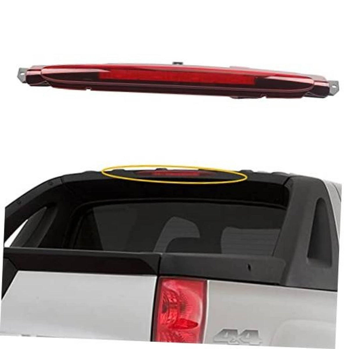 Third brake light assembly with red lens and black housing for center high mount