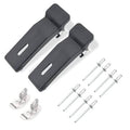 Set of two black rubber draw latches with metal mounting brackets and rivets