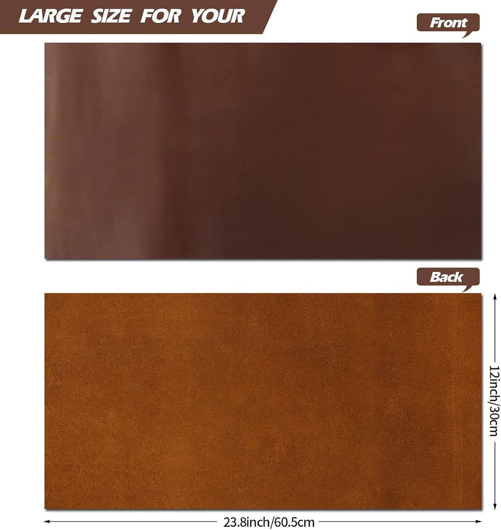 Brown leather sheet, front and back shown as rectangular panels