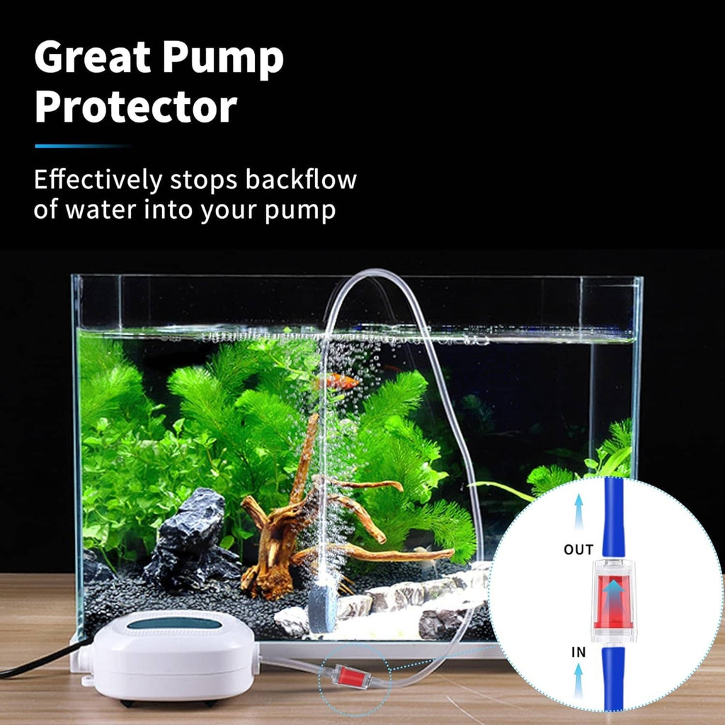 Aquarium air pump protector with clear tube and white valve connector
