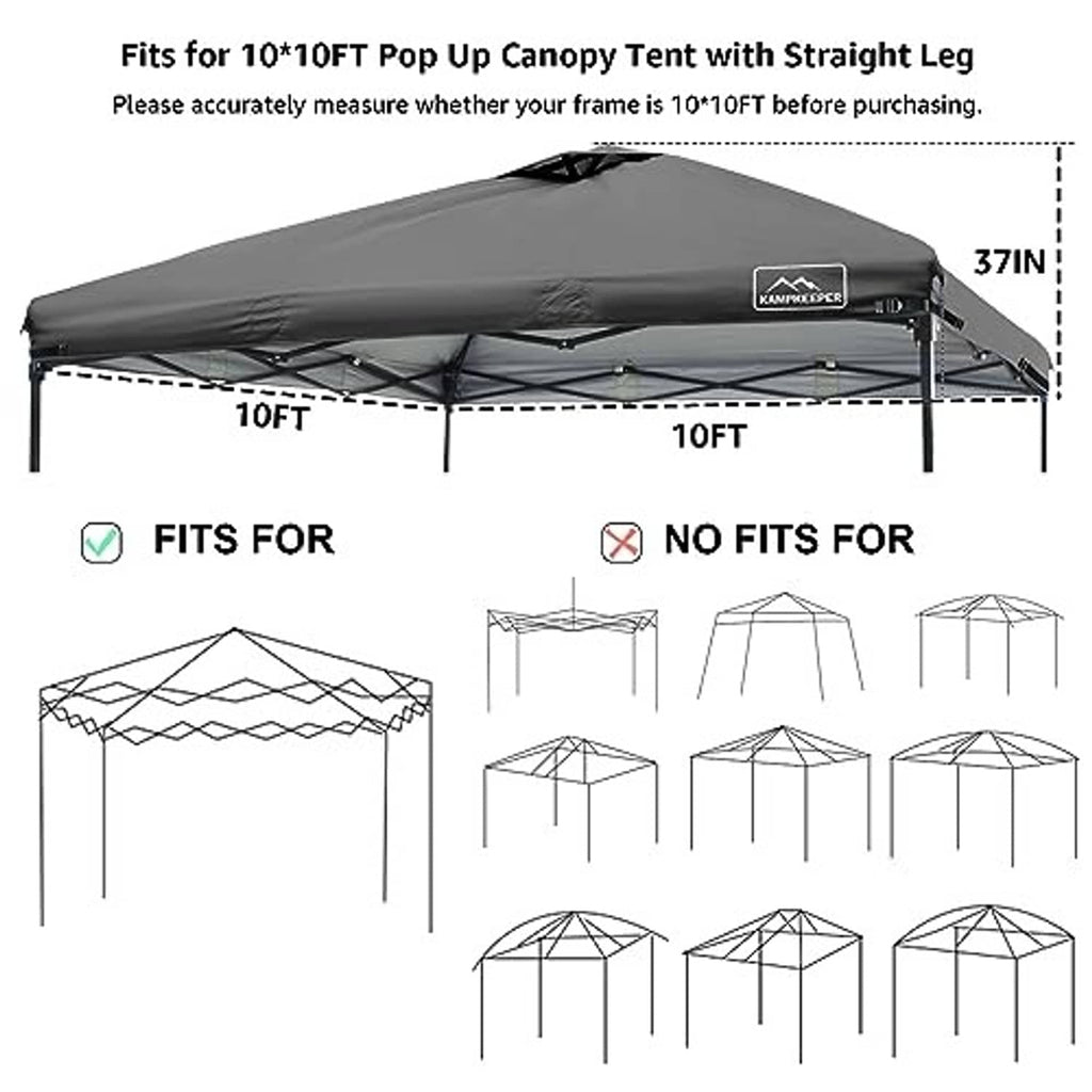Black canopy top replacement cover for a 10 ft x 10 ft pop-up canopy frame