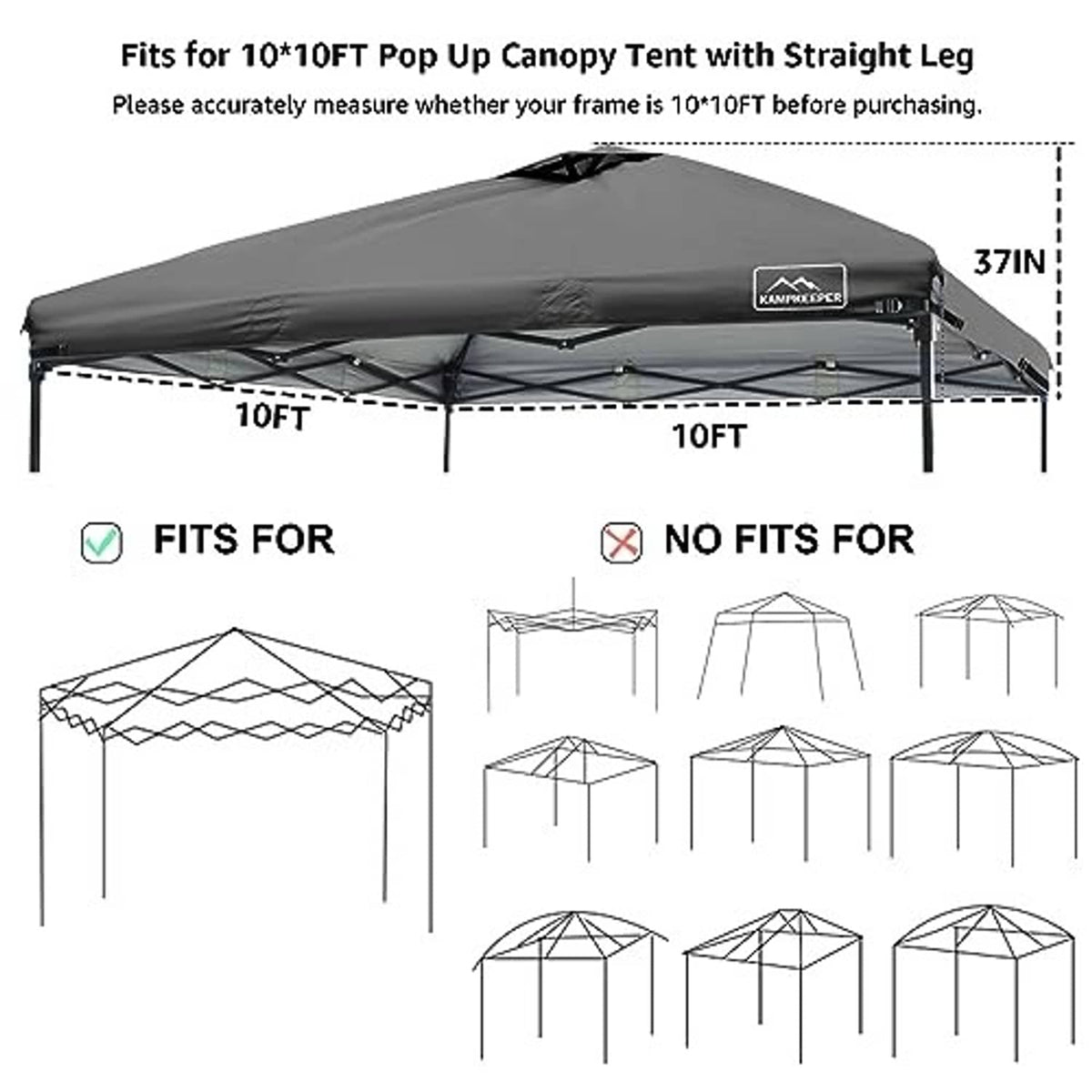 Black canopy top replacement cover for a 10 ft x 10 ft pop-up canopy frame