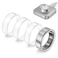Clear TPU ring cover set with metal-colored ring frame, stack of four protectors