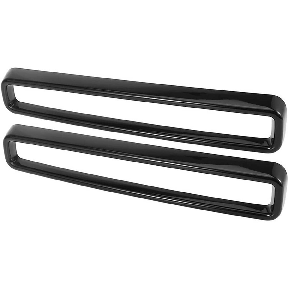 Two black grille trim inserts with long rectangular openings, low-profile