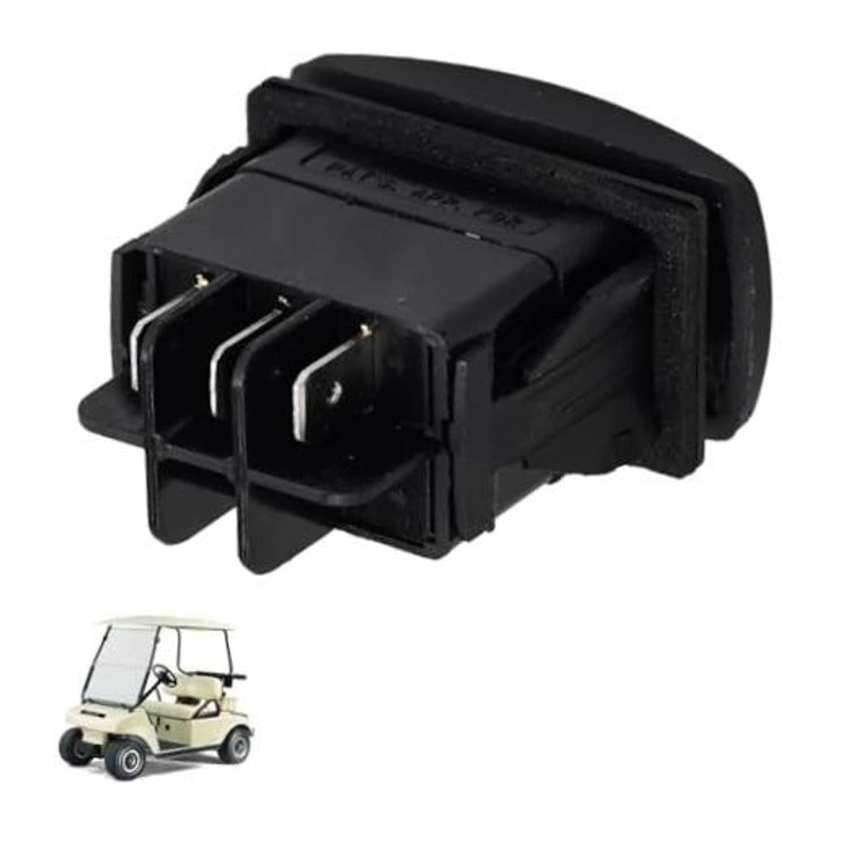 Black forward/reverse switch with multi-pin electrical connector for electric golf cart