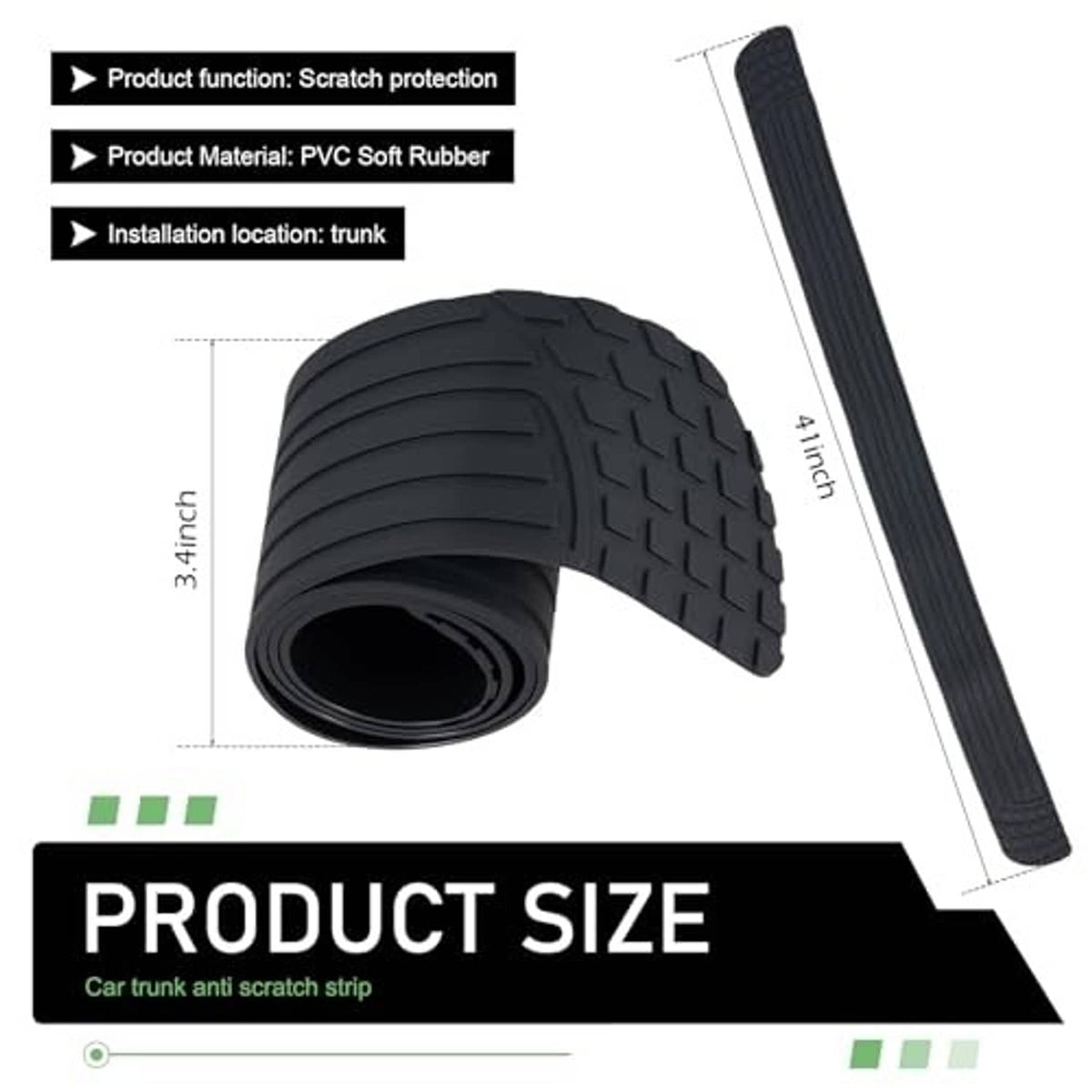 Black flexible car bumper protector strip roll with textured anti-scratch tread, curved shape