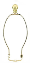 Polished brass lamp harp holder, tall curved frame with bottom mounting base