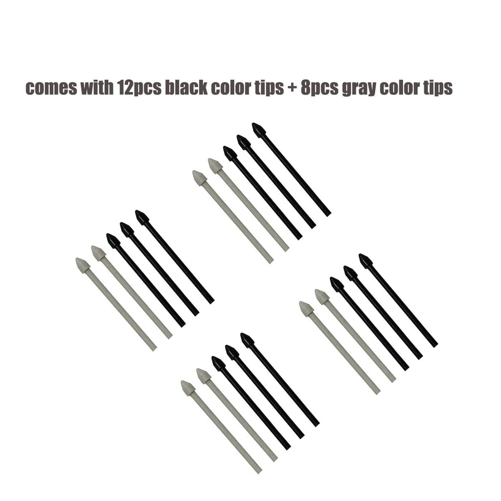 Pack of replacement stylus tips, 8 gray and 12 black nibs