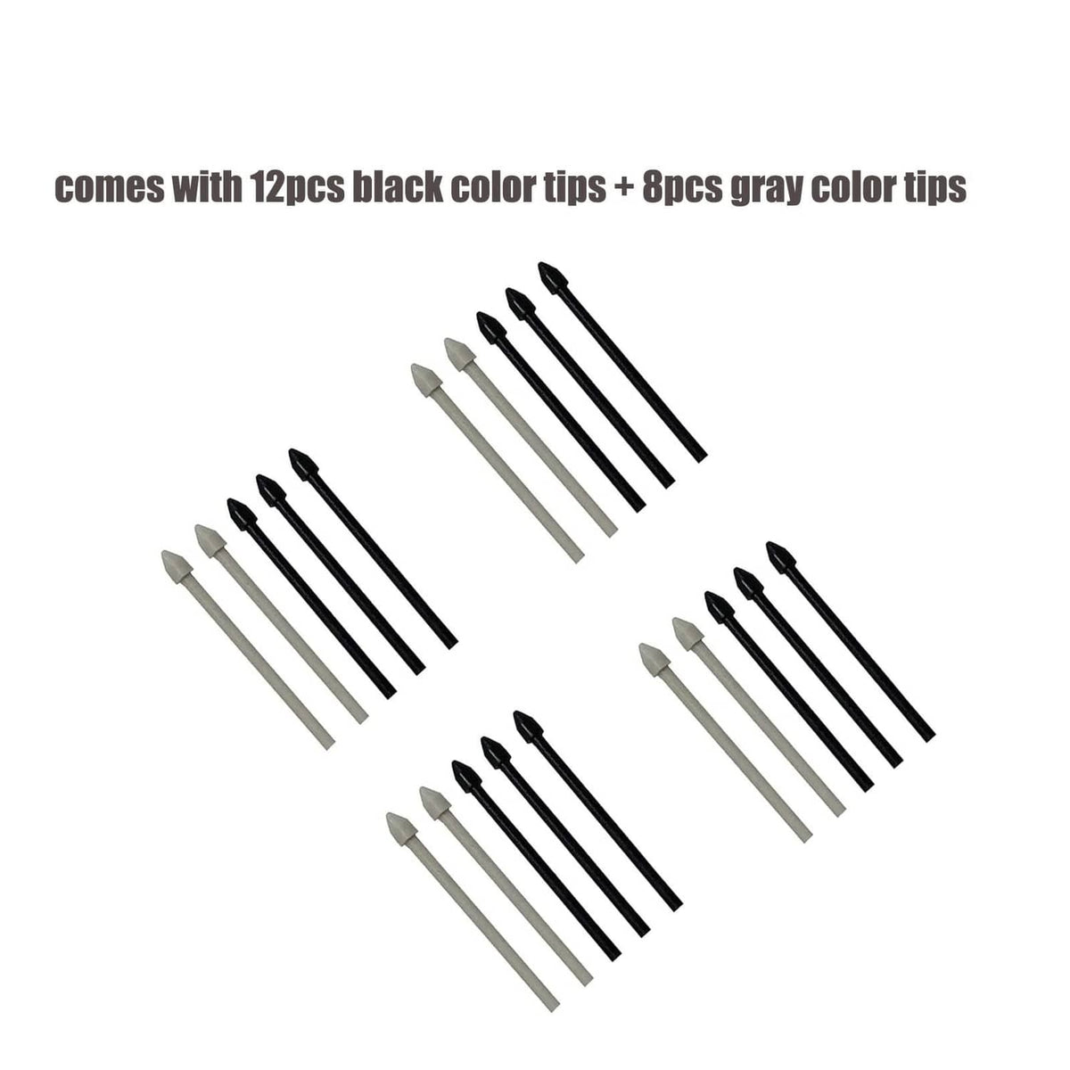 Pack of replacement stylus tips, 8 gray and 12 black nibs