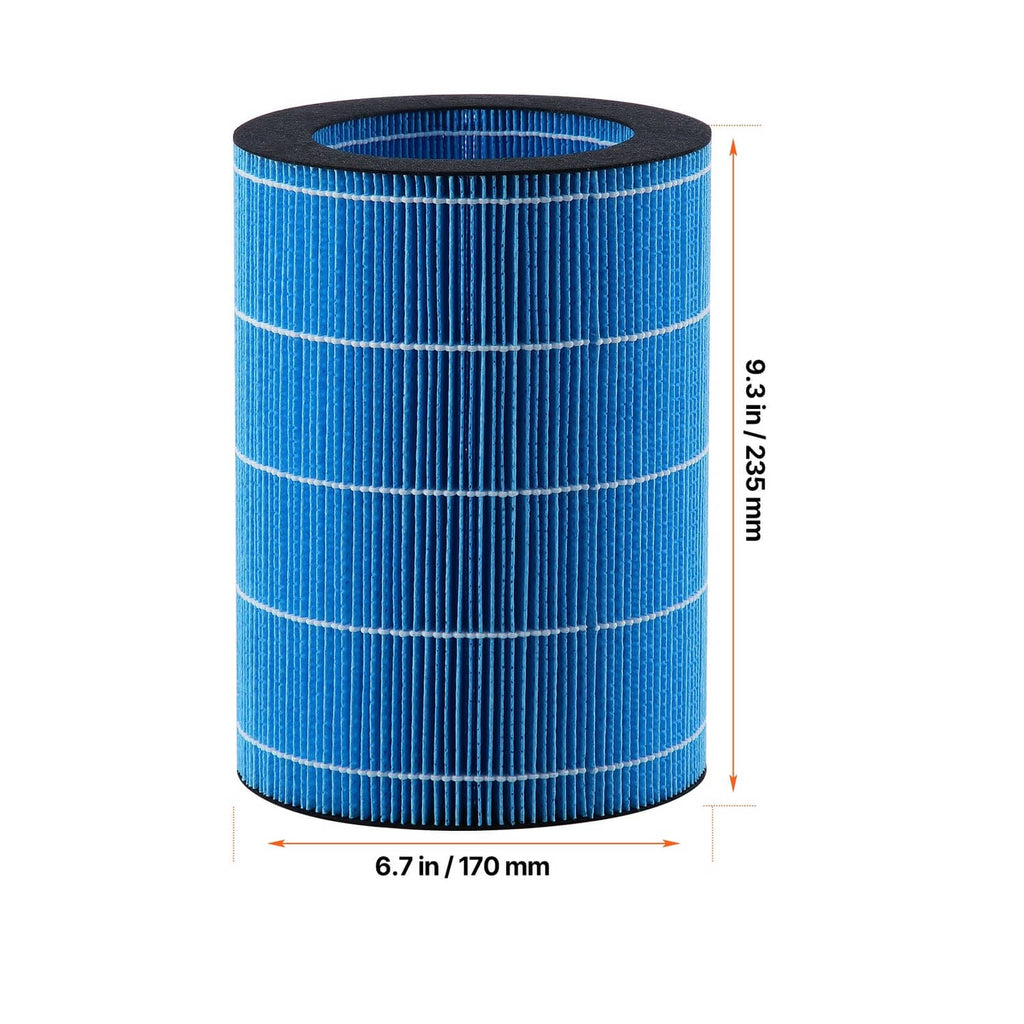 Blue cylindrical humidifier replacement filter cartridge with black top rim