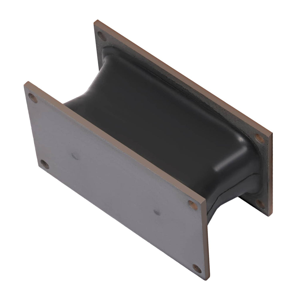 Rubber shock mount isolator with gray steel end plates and black rubber bushing