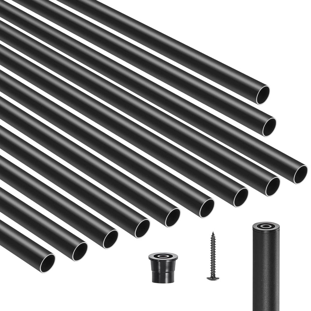 Round matte black aluminum deck balusters, 26 in tubes with open ends