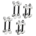 Silver adjustable coil spring spacers with four threaded studs and support brackets