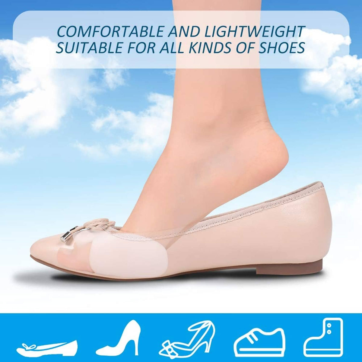 Gel bunion protector worn inside a shoe with toe separator support