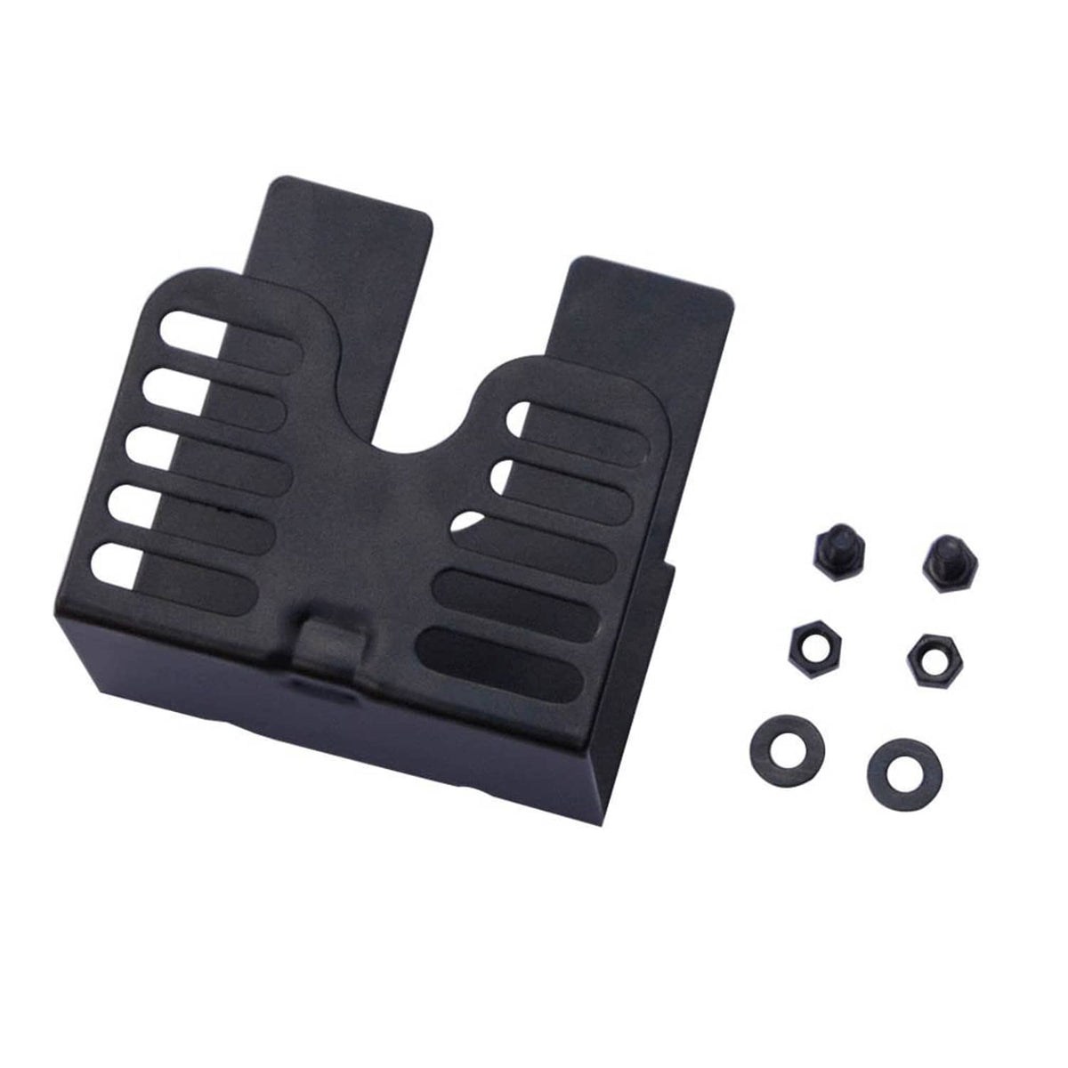 Universal barbecue grill rotisserie motor bracket with mounting nuts and washers (black)