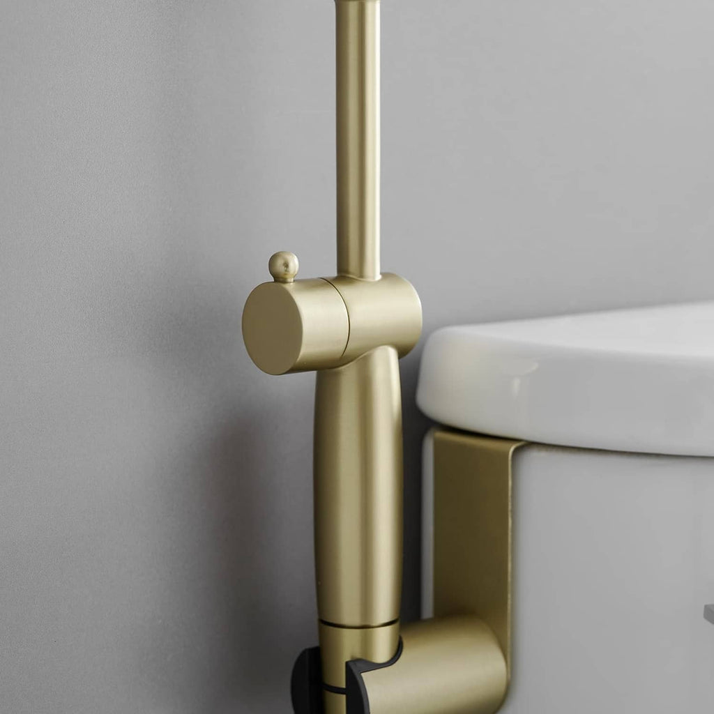 Gold bidet sprayer faucet with shower head, control valve, and flexible hose connection