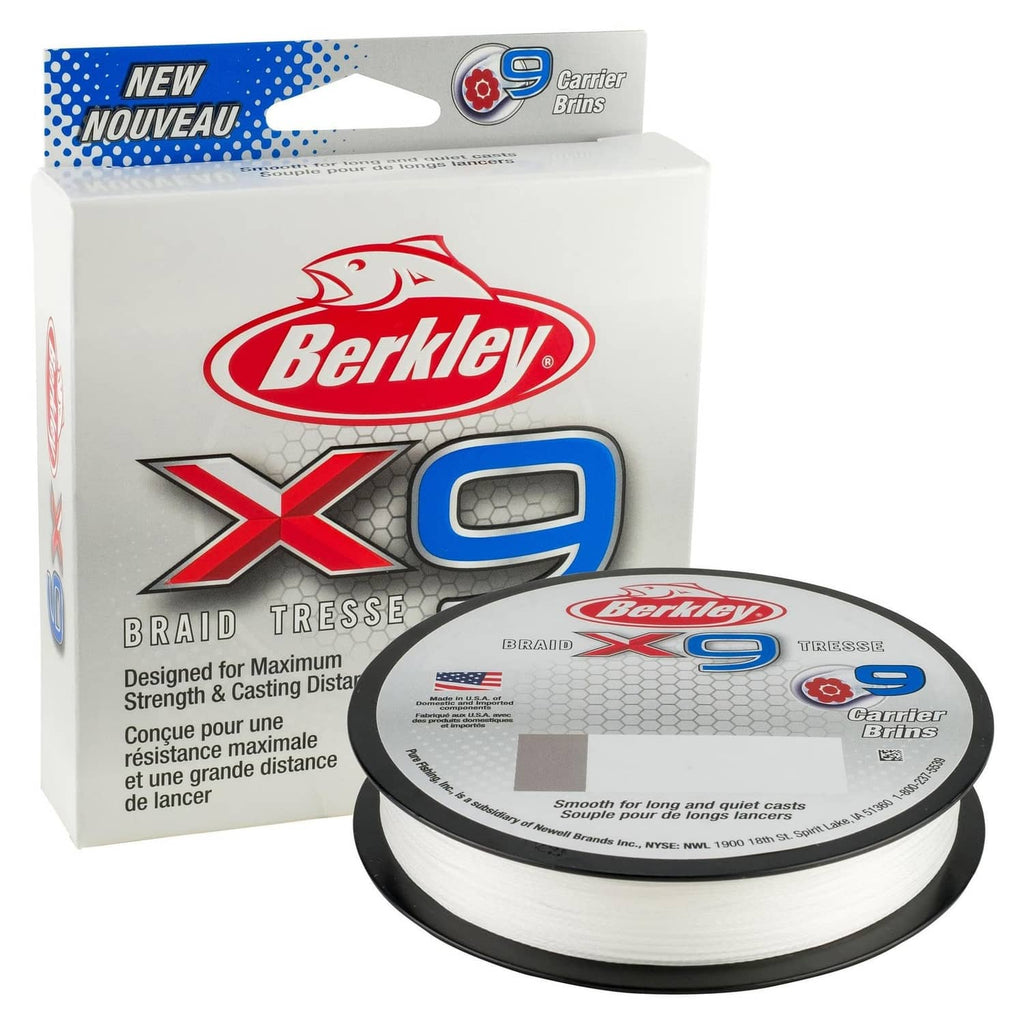 Berkley braided fishing line spool, white line on black reel