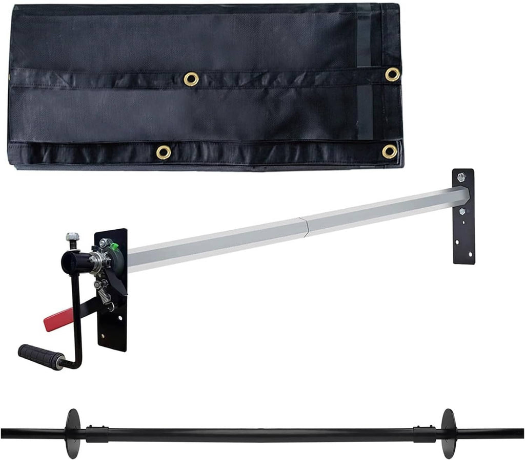 Dark dump tarp with grommet rows and rear bow kit with metal support bar