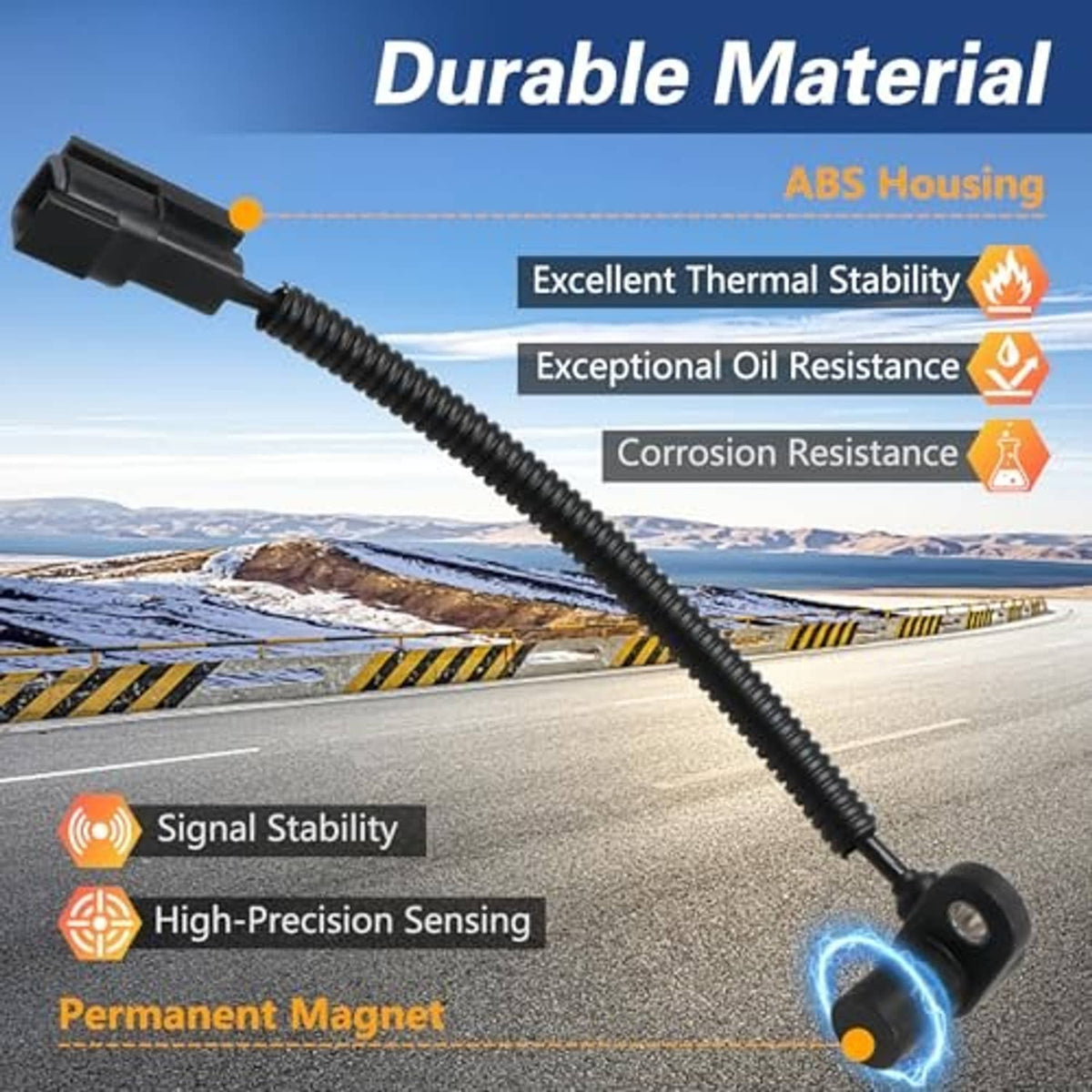 Crankshaft position sensor cable with black housing and mounting connector