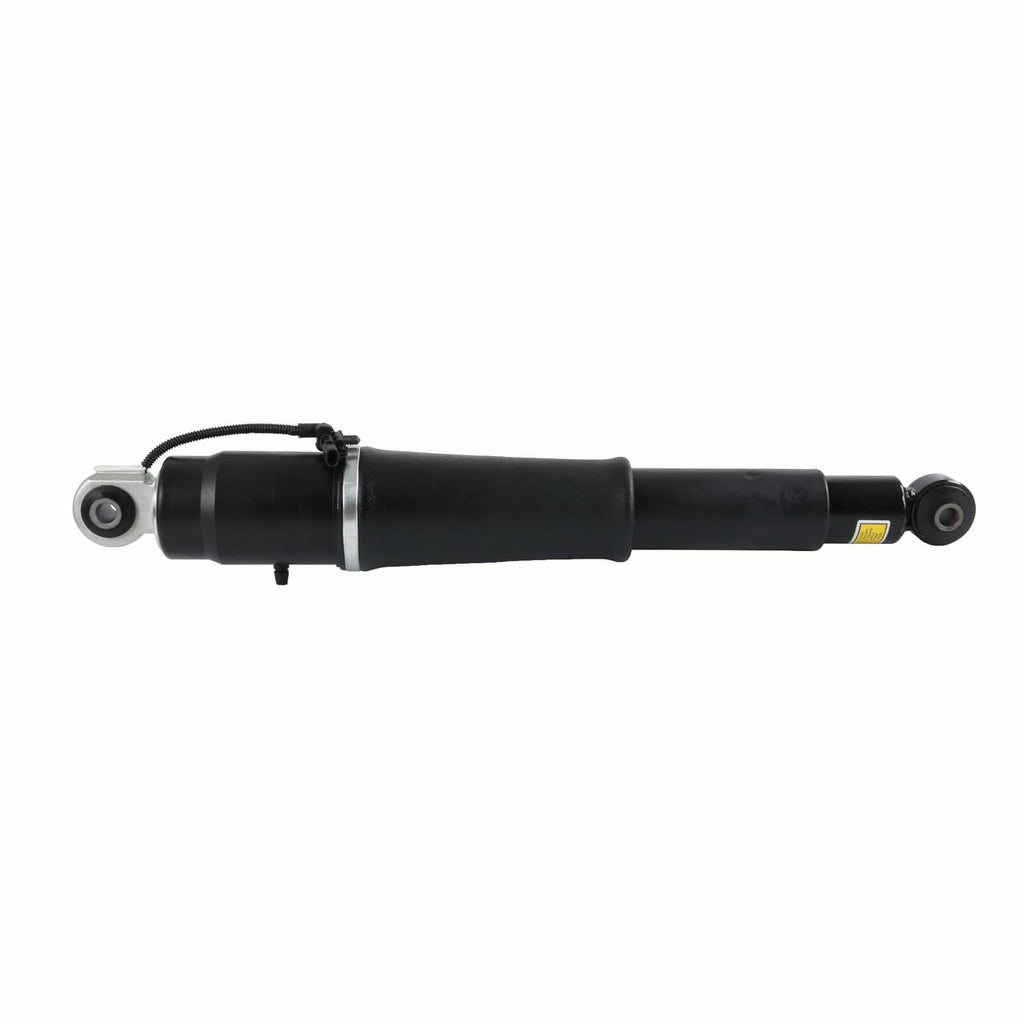 Pair of rear air shock absorbers with black body and silver eyelet mounts