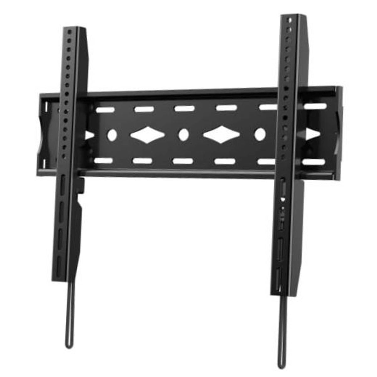 Black fixed TV wall mount bracket with two vertical rails and horizontal support bar