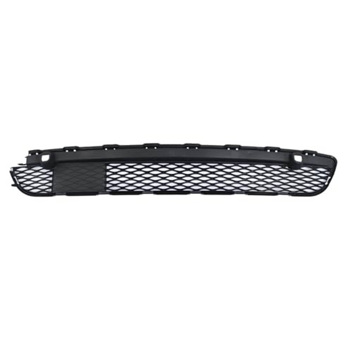 Black front bumper lower grille, full-width mesh insert with rectangular trim