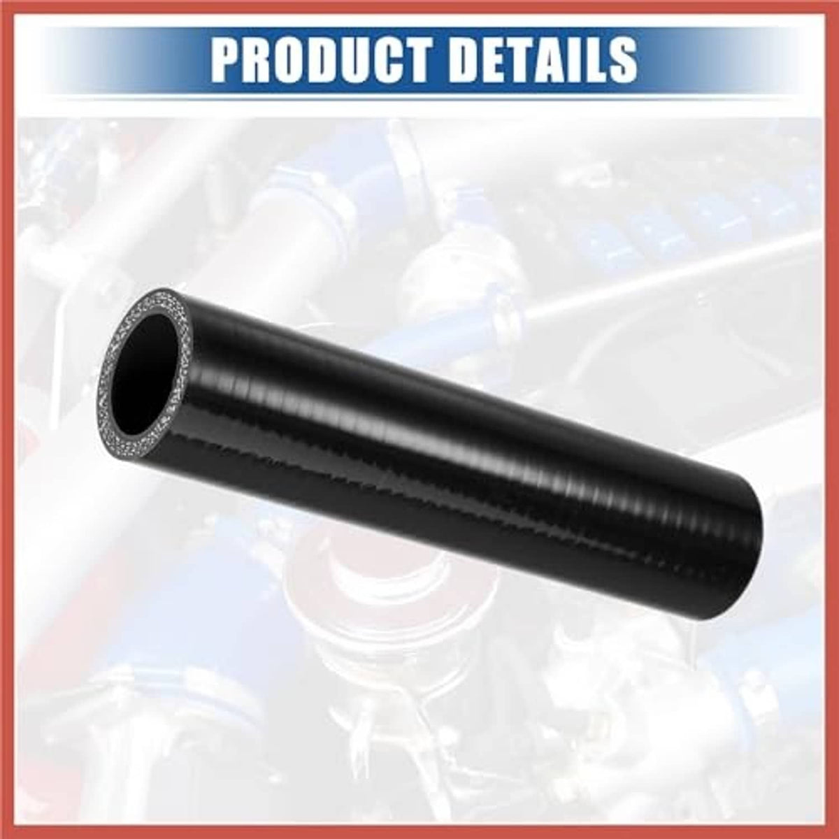 Black reinforced silicone hose coupler reducer with braided texture and open inlet