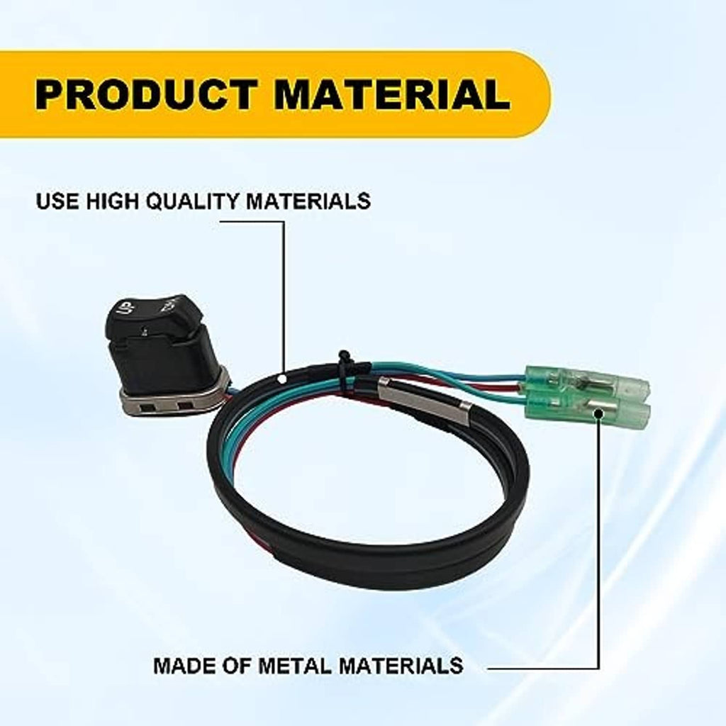 Marine trim switch assembly with UP/DN rocker, green metal connector and black cable