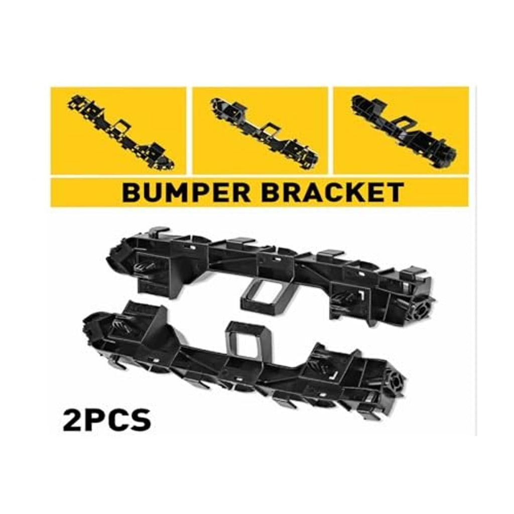 Pair of black bumper brackets with center bar and mounting tabs, 2-piece set