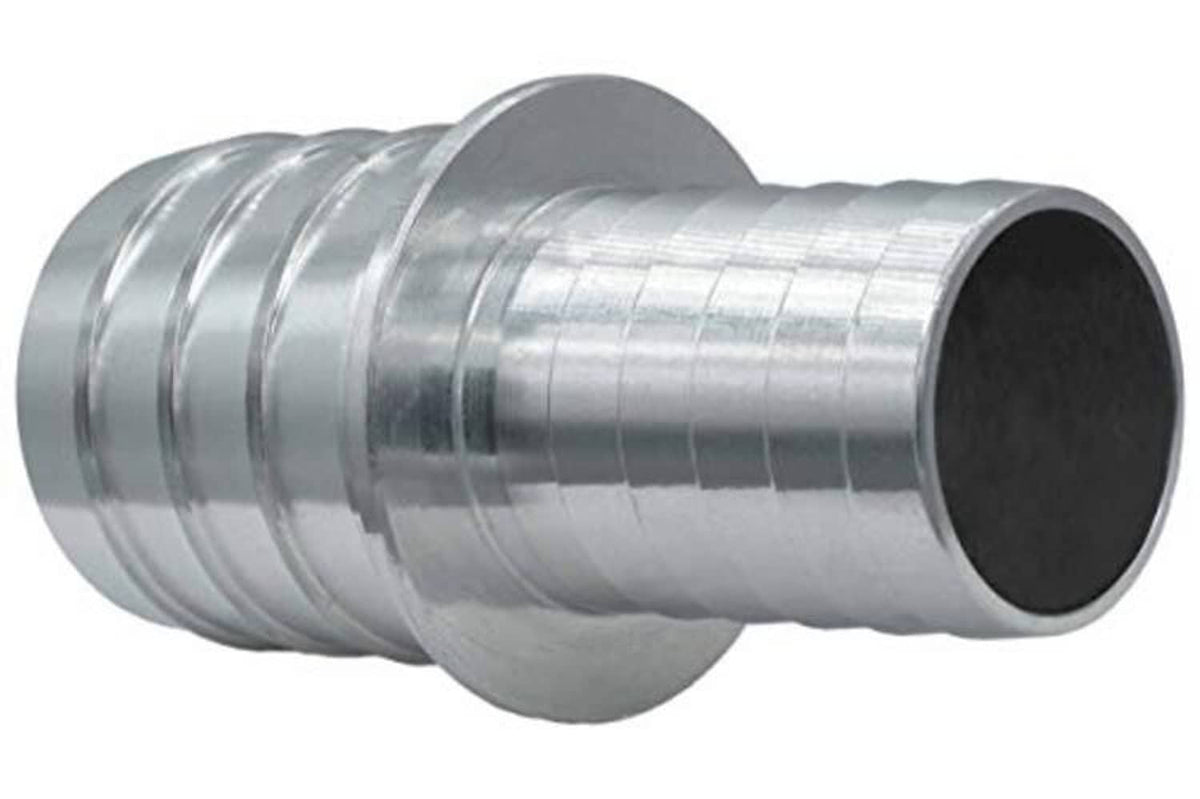 Silver metal hose barb splice coupler reducer fitting adapter with tapered barbs