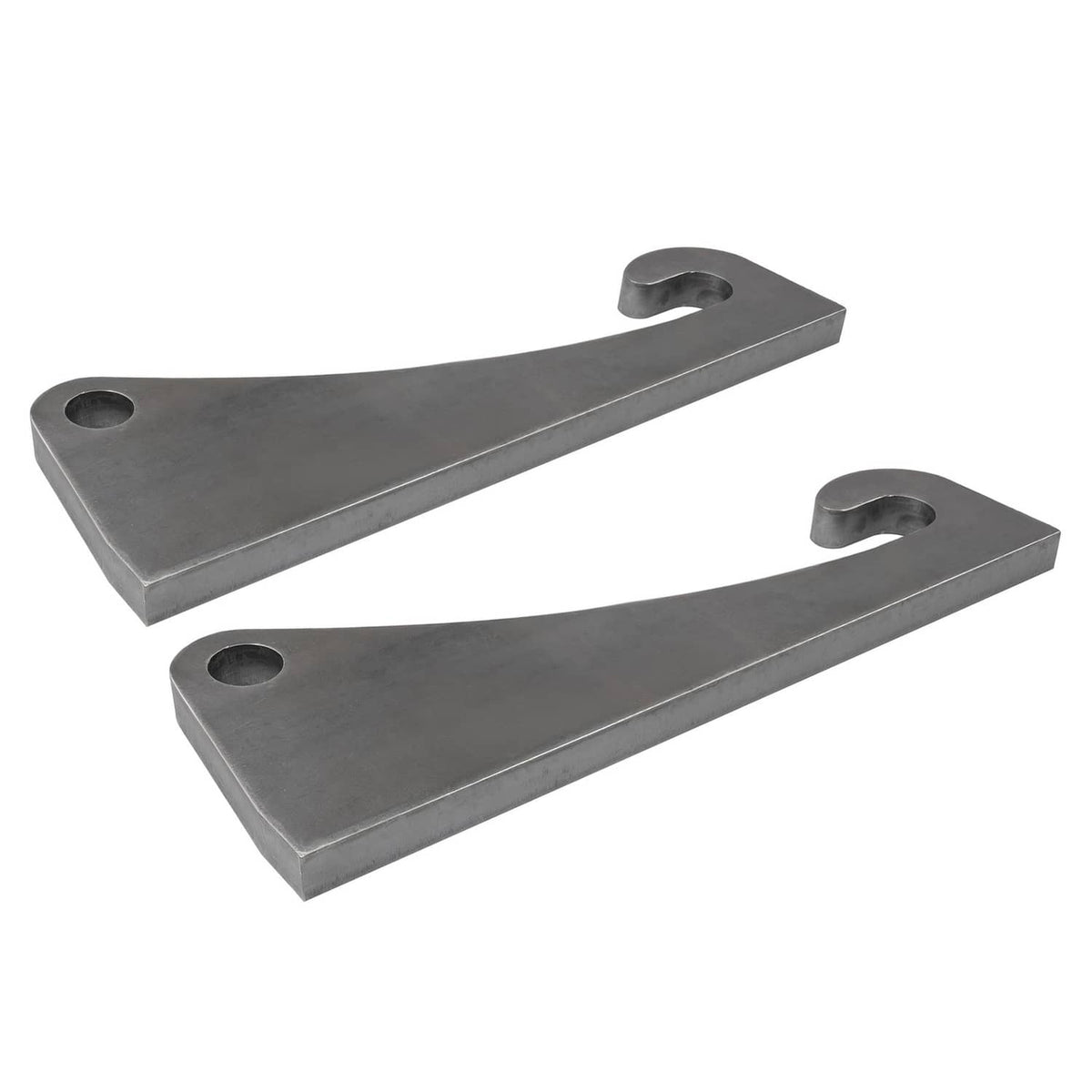 Steel quick attach bracket set with two long plates, hook openings, and mounting holes