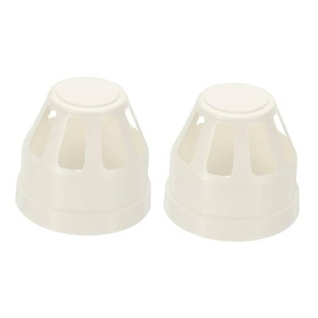 PVC drain pipe vent end caps, 2-inch, white, set of two with slotted top