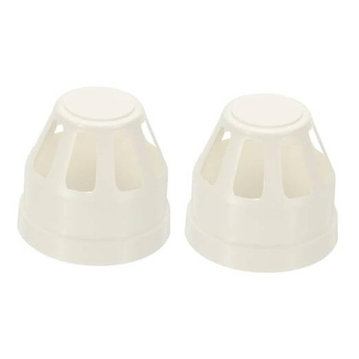 PVC drain pipe vent end caps, 2-inch, white, set of two with slotted top