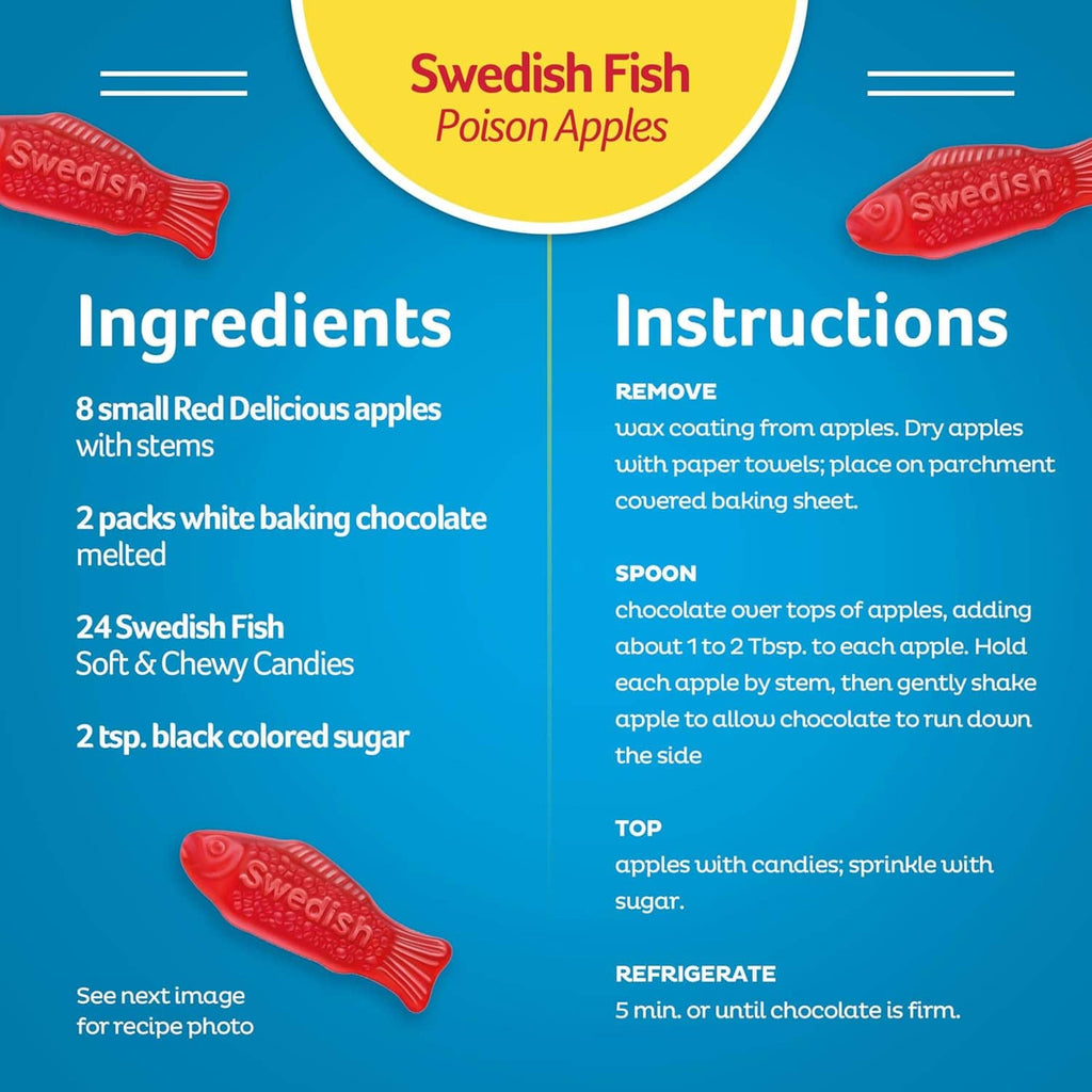 Swedish Fish gummy candy, red fish-shaped pieces