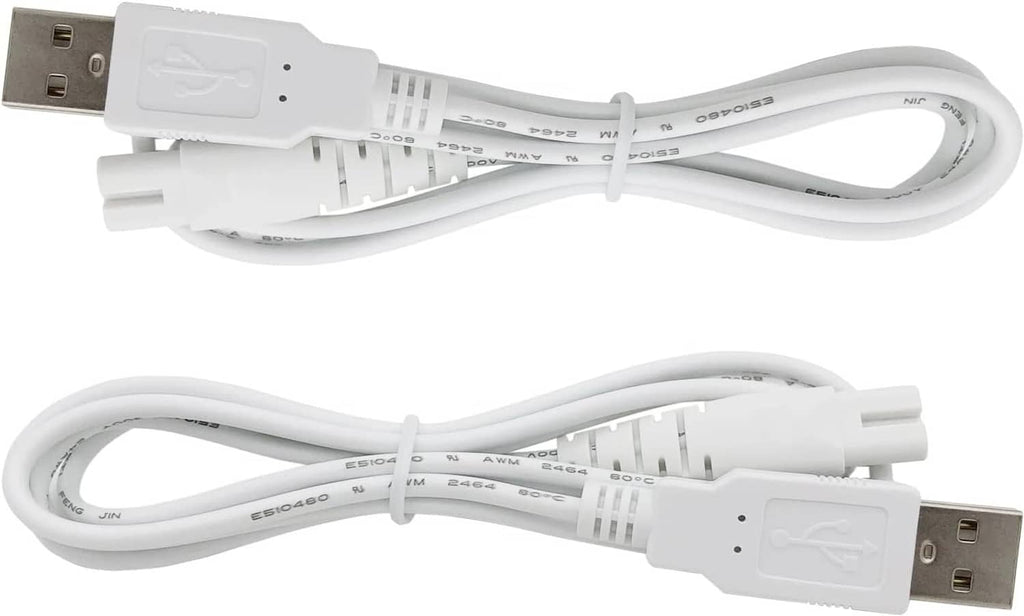 White USB charger cable with dual USB-A plugs and looped cord, replacement cord