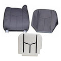 Front driver side replacement seat covers set: dark gray fabric back and base with light foam piece