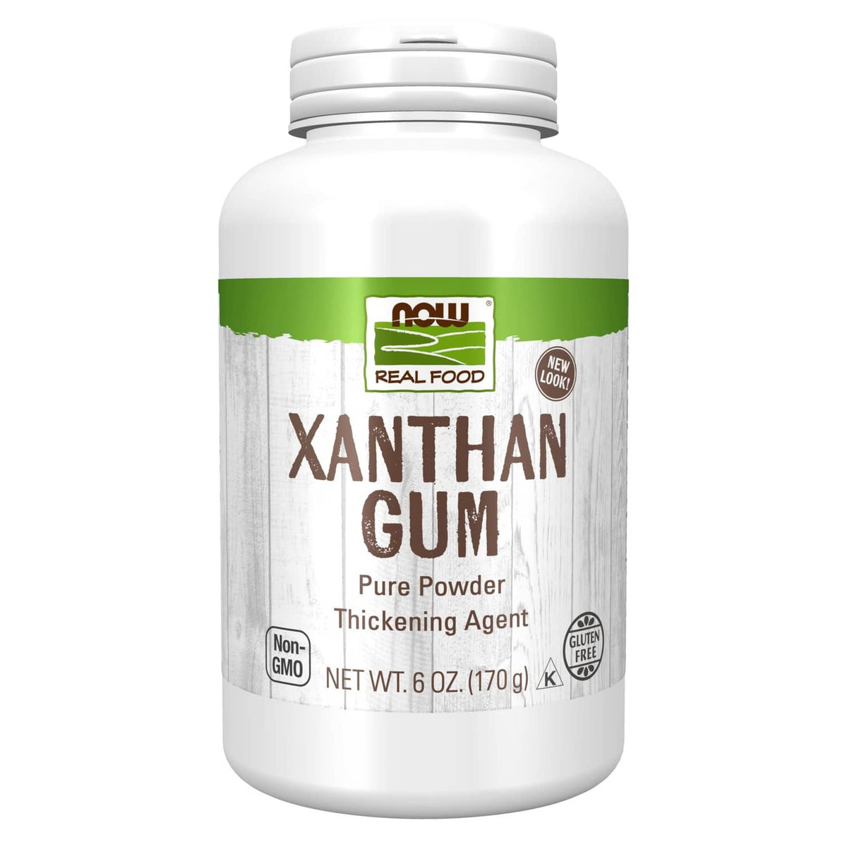 Xanthan gum pure powder bottle with green-and-white front label