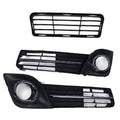 Front bumper lower grille kit with fog lamp bezel covers, black with chrome bars