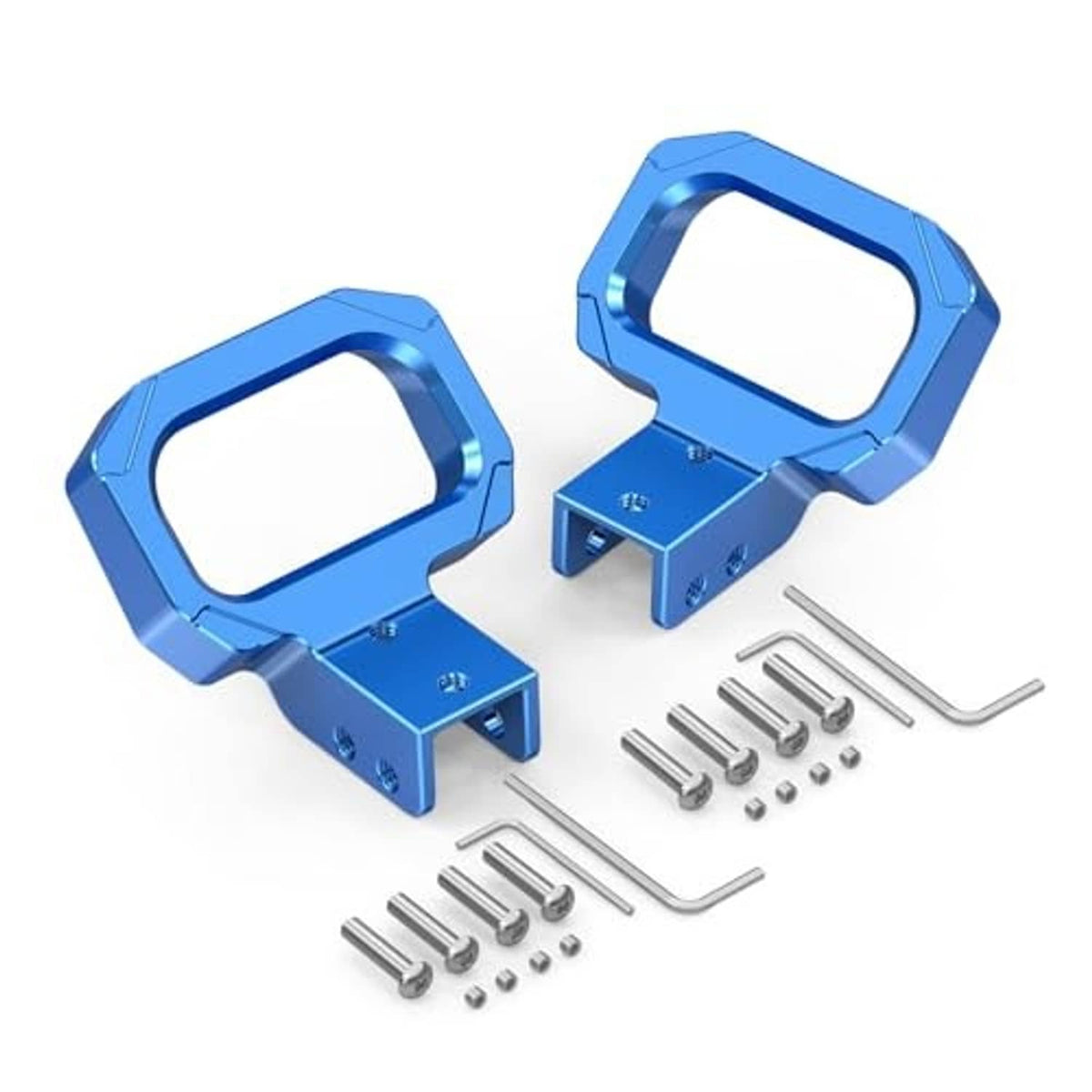 Pair of blue seat release handles with hardware kit and hex wrenches