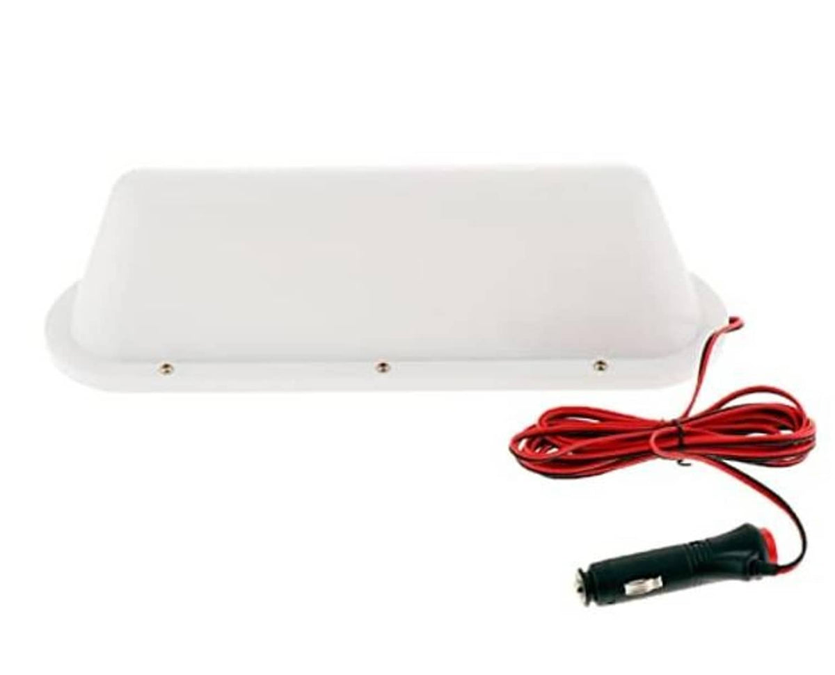 Magnetic 12V LED taxi roof dome light, white cover with red wiring and 12V plug