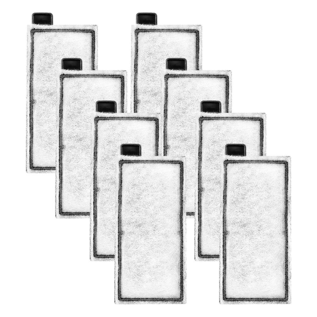 Set of white aquarium filter cotton pads with black tabs, stacked