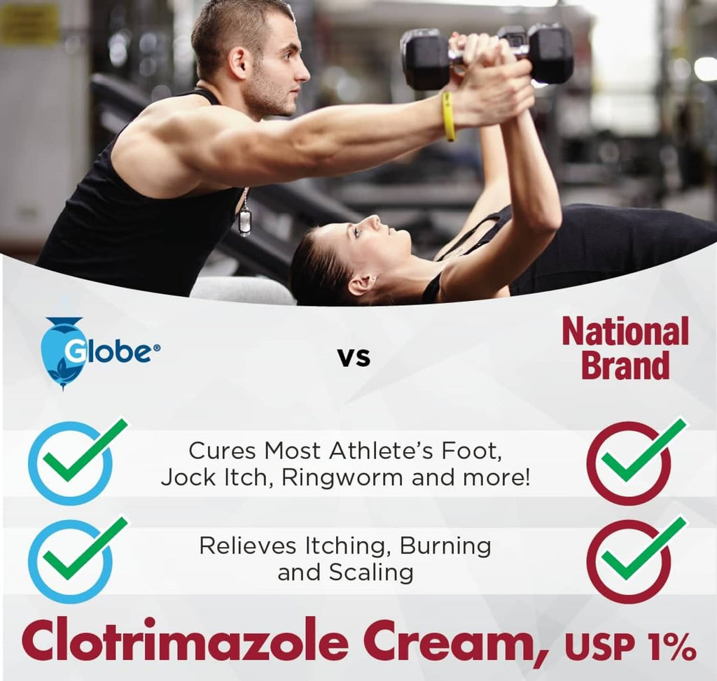 Antifungal cream comparison graphic vs National Brand for athlete’s foot relief