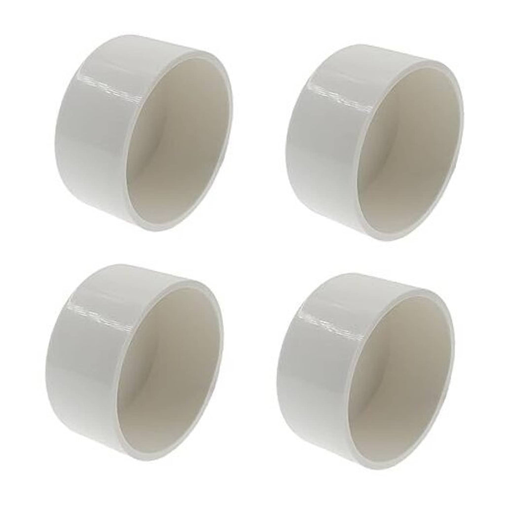 White 2.5 in PVC pipe end cap plug, round fitting for pipe ends