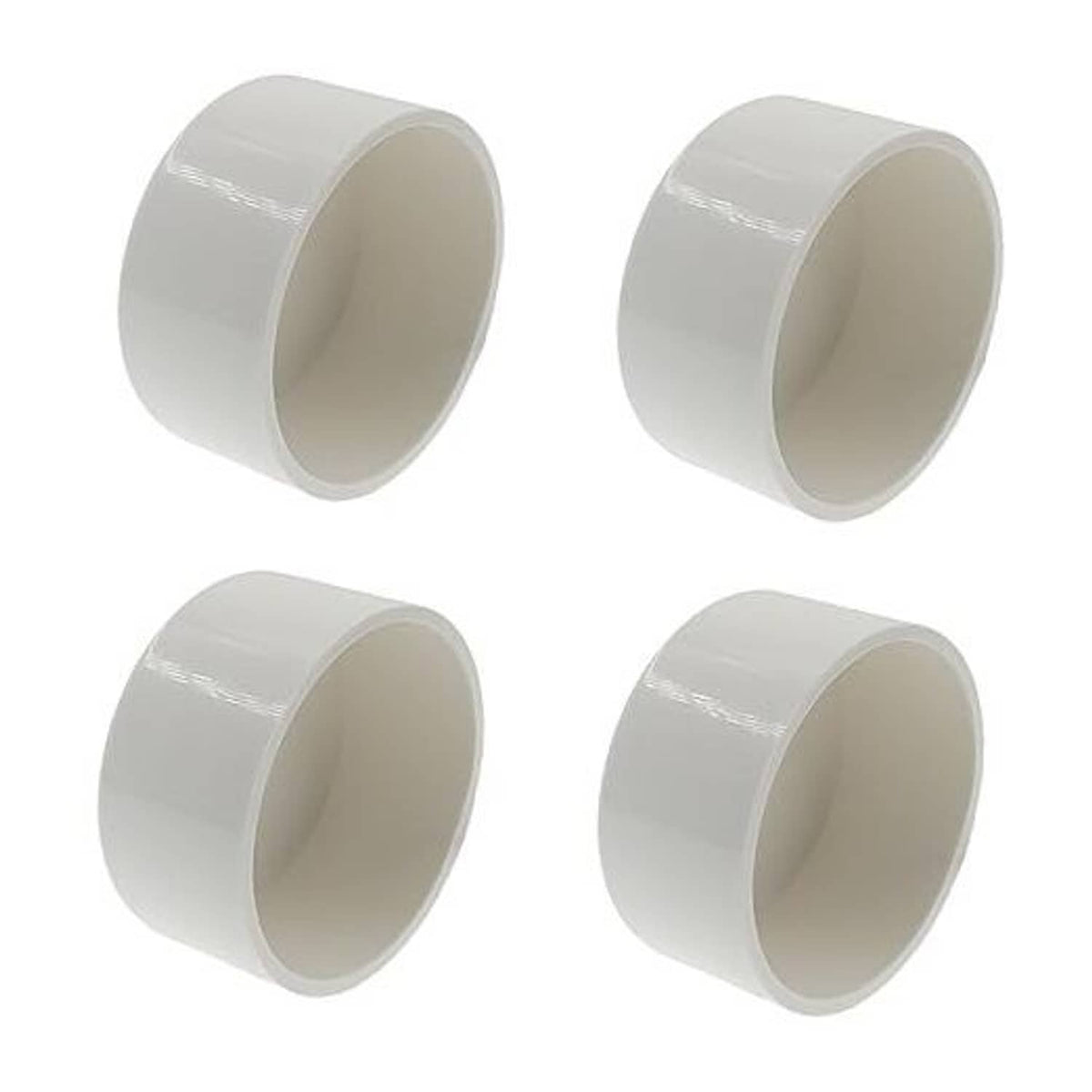 White 2.5 in PVC pipe end cap plug, round fitting for pipe ends