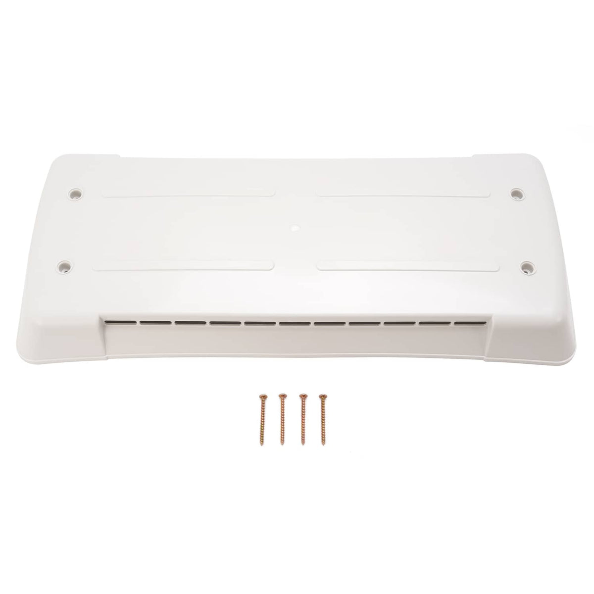 White refrigerator vent cover back view with wide vent slot opening