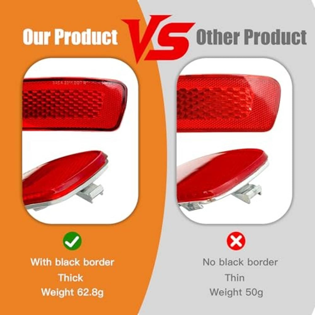 Two red rear reflector lens covers shown side by side, textured surface.