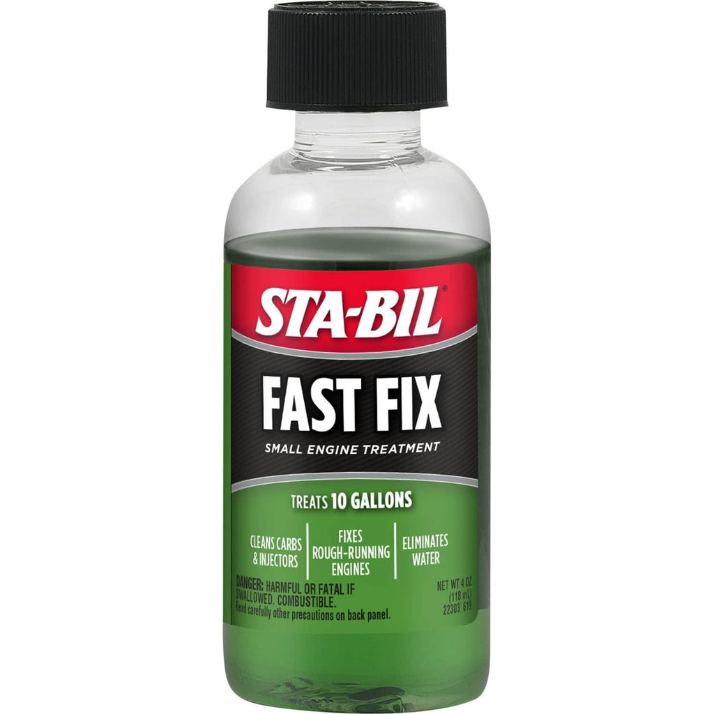 STA-BIL Fast Fix small engine treatment bottle with black cap and green label