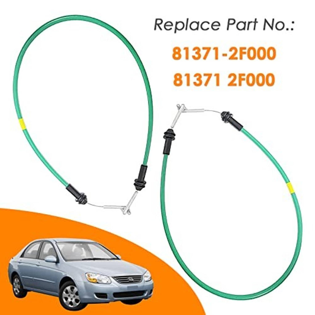 Two green door handle release cables with black insulators and metal mounting clips.