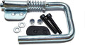 Spring-loaded rafter hook hanger: galvanized U-hook with spring, screws, nuts, washers